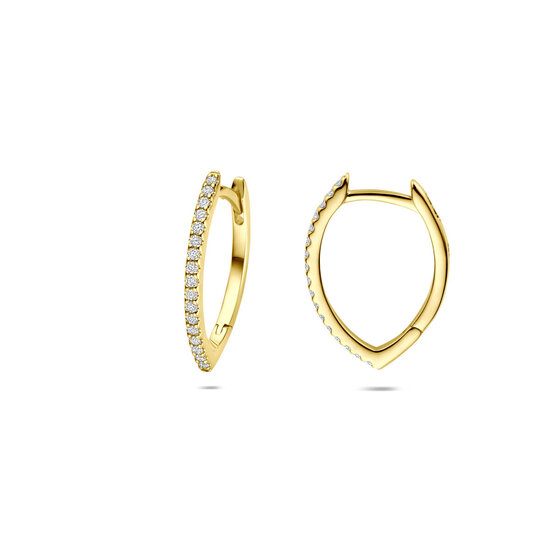 Collectie Milikan Collectie Milikan 14 Karaat Geelgouden klapcreolen, ovaal in punt met diamant