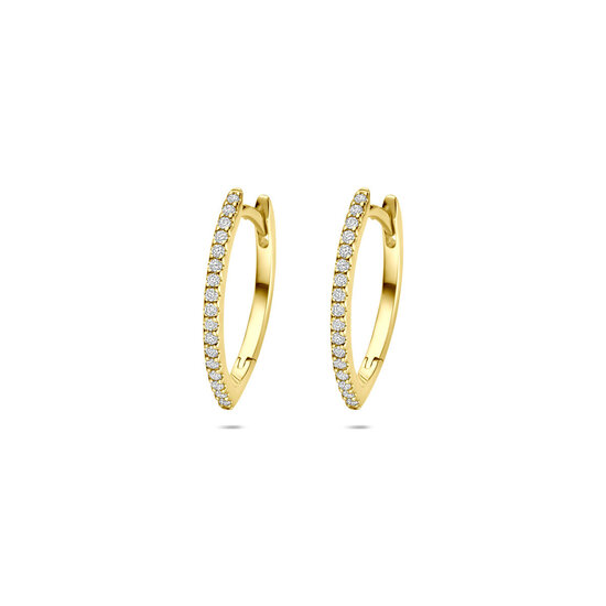 Collectie Milikan Collectie Milikan 14 Karaat Geelgouden klapcreolen, ovaal in punt met diamant