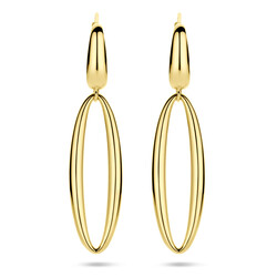 Collectie Milikan 14 Karaat Geelgouden ovale oorhangers 9.5x42mm