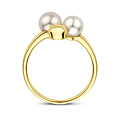 Collectie Milikan Collectie Milikan 14 Karaat Geelgouden ring met 2 parels en diamant MT54