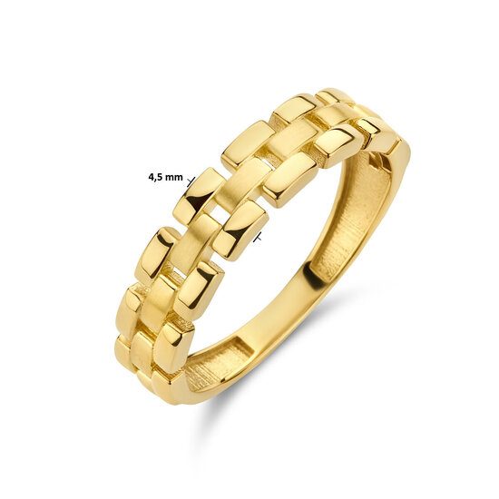 Collectie Milikan Collectie Milikan 14 Karaat Geelgouden ring, Panthere schakel, 4.5mm br. MT56