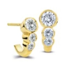 R&C 14krt geelgouden oorknoppen Emma small model 3000, gezet met 6x diamant