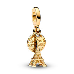 PANDORA SHINE 763344C01 Engravable Eiffel Tower 14k gold-plated dangle