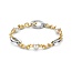 Ti Sento Milano TI SENTO MILANO 23075ZY Zilver vergulde jasseronarmband met ovale zilveren tussenschakels/3 witte imi-parels en zirconia's