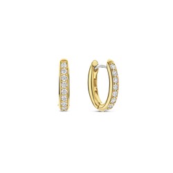TI SENTO MILANO 7759ZY Zilver vergulde ovale klapcreolen, met zirconia's