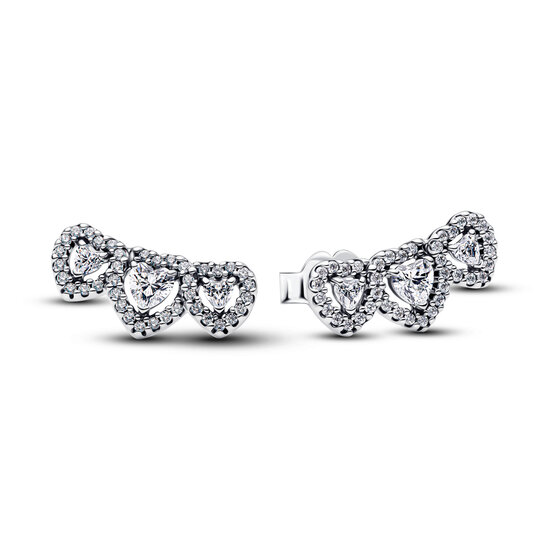 Pandora PANDORA 294411C01 Triple heart sterling silver stud earrings with zirconia