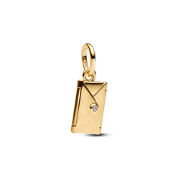 PANDORA SHINE 764421C01 Engravable openable envelope 14k gold-plated dangle