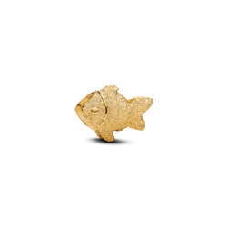 PANDORA SHINE 764522C00 Textured fish 14k gold-plated mini charm