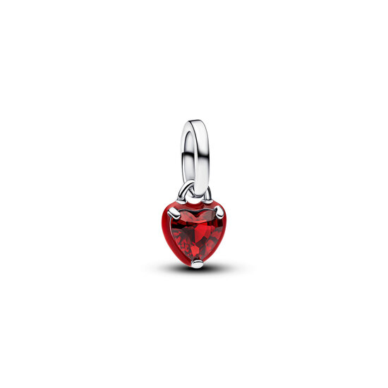Pandora PANDORA 793042C05 Heart sterling silver mini dangle with salsa red crystal and red enamel