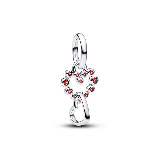 Pandora PANDORA 794435C01 Connected hearts sterling silver dangle with salsa red crystal