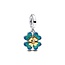 Pandora PANDORA 763624C01 Spinnable clover sterling silver dangle with 14k gold-plated and 0.01ct lab-grown diamond and blue enamel