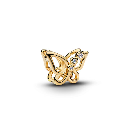 Pandora PANDORA SHINE 764369C01 Butterfly 14k gold-plated open charm with zirconia