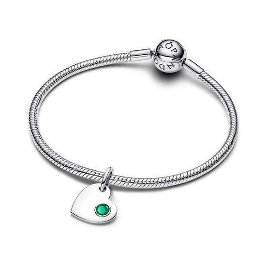Pandora PANDORA 794295C05 Engavable heart sterling silver dangle with royal green crystal, mei
