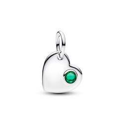 PANDORA 794295C05 Engavable heart sterling silver dangle with royal green crystal, mei