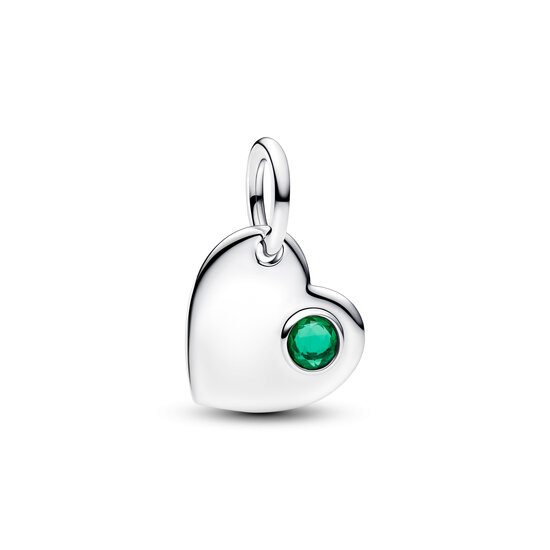 Pandora PANDORA 794295C05 Engavable heart sterling silver dangle with royal green crystal, mei