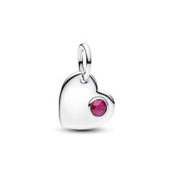 PANDORA 794295C07 Engavable heart sterling silver dangle with true red crystal, juli