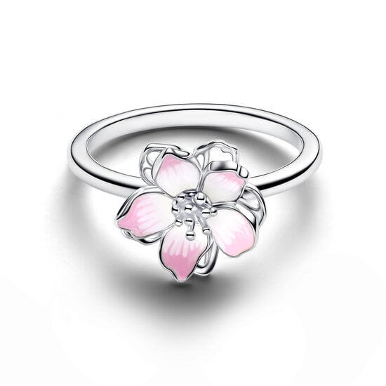 Pandora PANDORA 194371C01 Cherry blossom sterling silver ring with shaded pink enamel