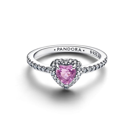 Pandora PANDORA 198421C12 Heart sterling silver ring with light purple crystal and zirconia