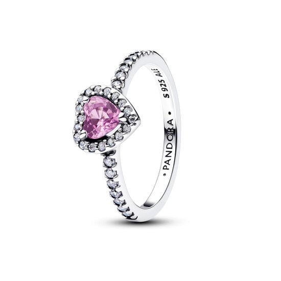 Pandora PANDORA 198421C12 Heart sterling silver ring with light purple crystal and zirconia