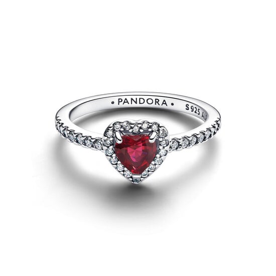 Pandora PANDORA 198421C13 Heart sterling silver ring with fuchsia rose crystal and zirconia
