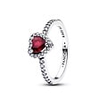 Pandora PANDORA 198421C13 Heart sterling silver ring with fuchsia rose crystal and zirconia