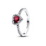 Pandora PANDORA 198421C13 Heart sterling silver ring with fuchsia rose crystal and zirconia