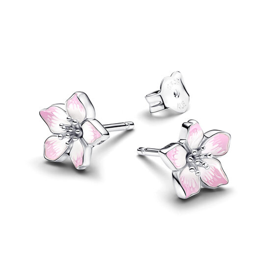 Pandora PANDORA 294370C01 Cherry blossom sterling silver stud earrings with shaded pink enamel
