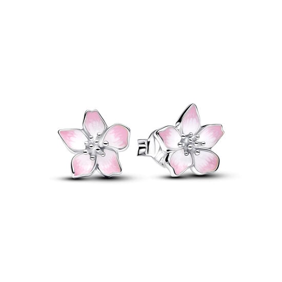 Pandora PANDORA 294370C01 Cherry blossom sterling silver stud earrings with shaded pink enamel