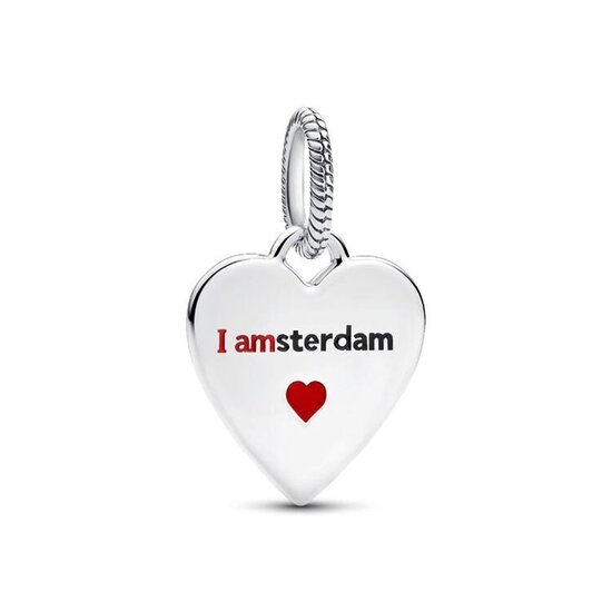 Pandora PANDORA 398914C00_E001 I love Amsterdam heart sterling silver charm with red enamel
