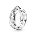 Pandora PANDORA 199057C01 Logo sterling silver ring with zirconia