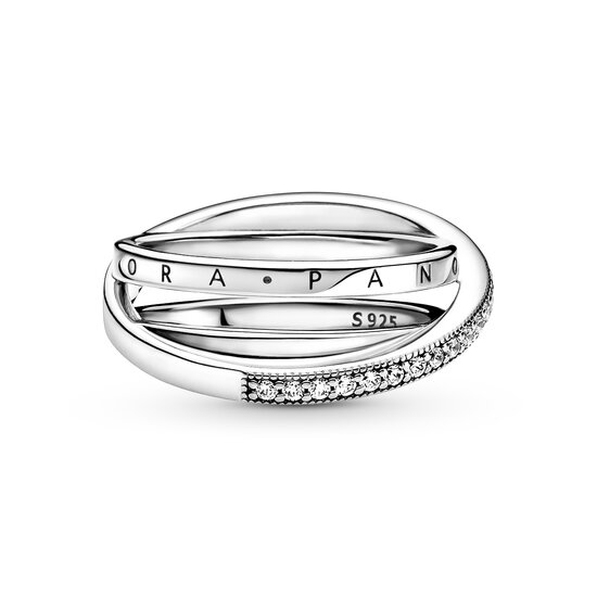 Pandora PANDORA 199057C01 Logo sterling silver ring with zirconia
