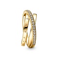 Pandora PANDORA SHINE 169057C01 Logo 14k gold-plated ring with zirconia