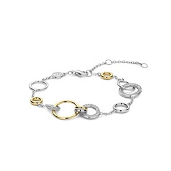 TI SENTO MILANO 23047ZY Zilver Gerodineerde armband zilver/verguld open ronde schakels zirkonia