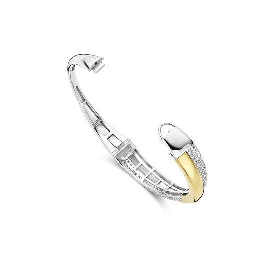 Ti Sento Milano TI SENTO MILANO 23090ZY Zilver Gerodineerde bangle breed crossover met verguld en zirkonia