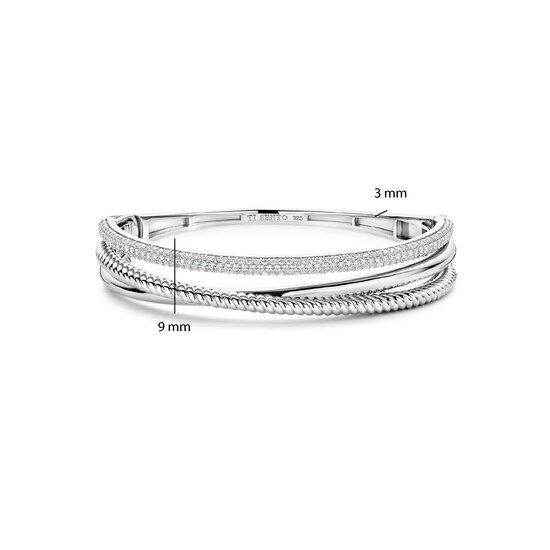 Ti Sento Milano TI SENTO MILANO 23094ZI Zilver Gerodineerde bangle zilver crossover 3 baans zirkonia