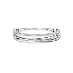 TI SENTO MILANO 23094ZI Zilver Gerodineerde bangle zilver crossover 3 baans zirkonia