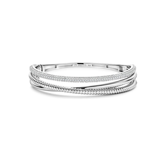 Ti Sento Milano TI SENTO MILANO 23094ZI Zilver Gerodineerde bangle zilver crossover 3 baans zirkonia