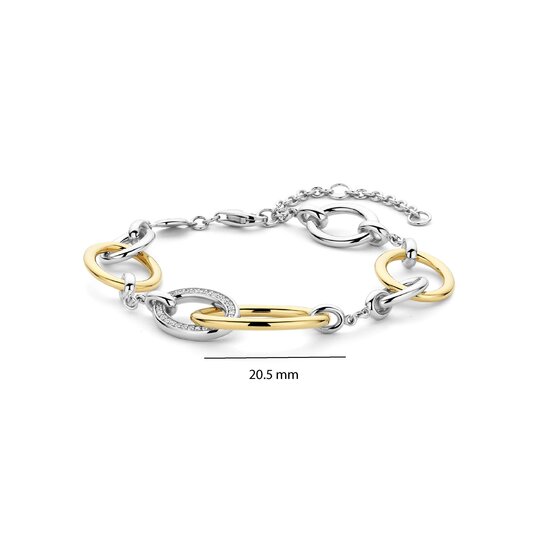 Ti Sento Milano TI SENTO MILANO 23096ZY Zilver Gerodineerde armband zilver/verguld open ovale schakels zirkonia