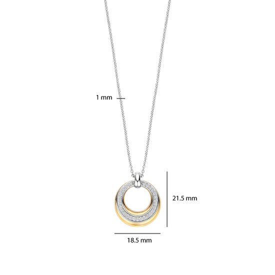 Ti Sento Milano TI SENTO MILANO 34119ZY/42 zilver gerhodineerde zilver verguld collier met ronde hanger met zirkonia