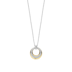 TI SENTO MILANO 34119ZY/42 zilver gerhodineerde zilver verguld collier met ronde hanger met zirkonia