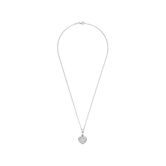Ti Sento Milano  TI SENTO MILANO 6861ZI zilver gerhodineerde cliphanger hartvorm met zirkonia met gratis collier