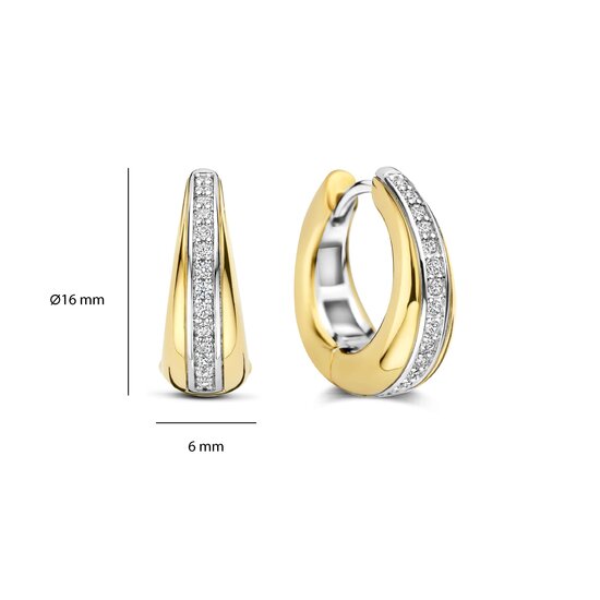 Ti Sento Milano TI SENTO MILANO 78049ZY zilver gerhodineerde zilver verguld oorcreolen met middenbaan zirkonia