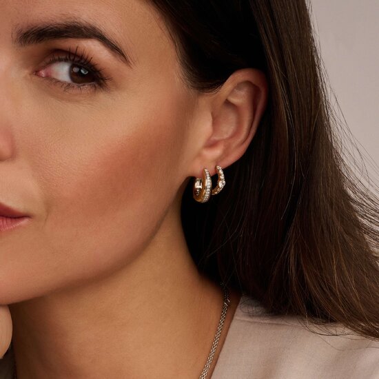 Ti Sento Milano TI SENTO MILANO 78049ZY zilver gerhodineerde zilver verguld oorcreolen met middenbaan zirkonia