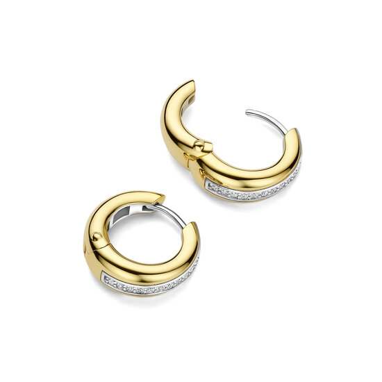 Ti Sento Milano TI SENTO MILANO 78049ZY zilver gerhodineerde zilver verguld oorcreolen met middenbaan zirkonia