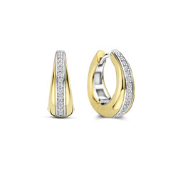 TI SENTO MILANO 78049ZY zilver gerhodineerde zilver verguld oorcreolen met middenbaan zirkonia