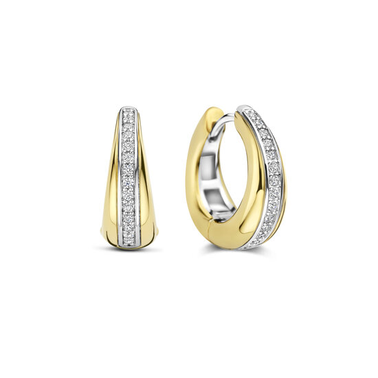 Ti Sento Milano TI SENTO MILANO 78049ZY zilver gerhodineerde zilver verguld oorcreolen met middenbaan zirkonia