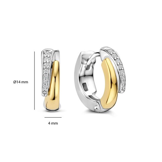 Ti Sento Milano TI SENTO MILANO 78052ZY zilver gerhodineerde zilver verguld oorcreolen met een baantje zirkonia