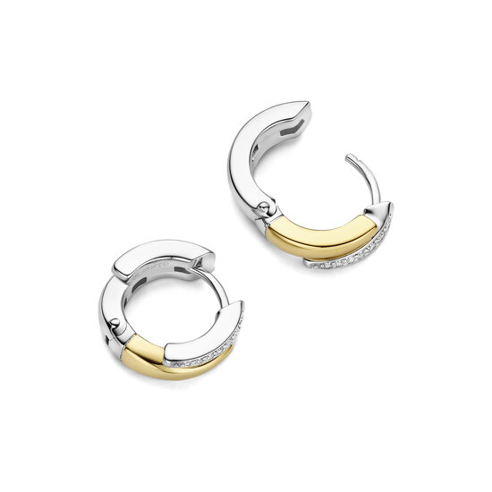 Ti Sento Milano TI SENTO MILANO 78052ZY zilver gerhodineerde zilver verguld oorcreolen met een baantje zirkonia