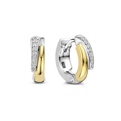 TI SENTO MILANO 78052ZY zilver gerhodineerde zilver verguld oorcreolen met een baantje zirkonia