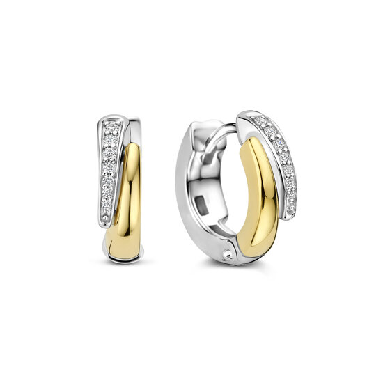 Ti Sento Milano TI SENTO MILANO 78052ZY zilver gerhodineerde zilver verguld oorcreolen met een baantje zirkonia